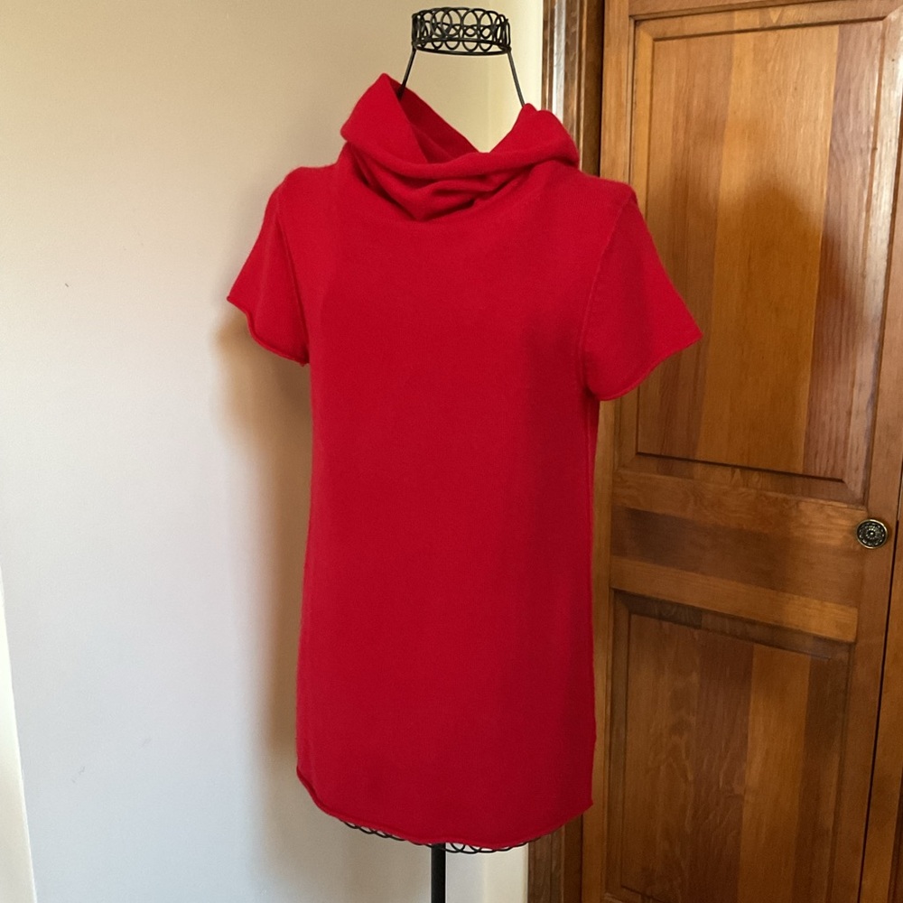 Micheal Kors Red Cowl Neck Short Sleeve sweater, Small
